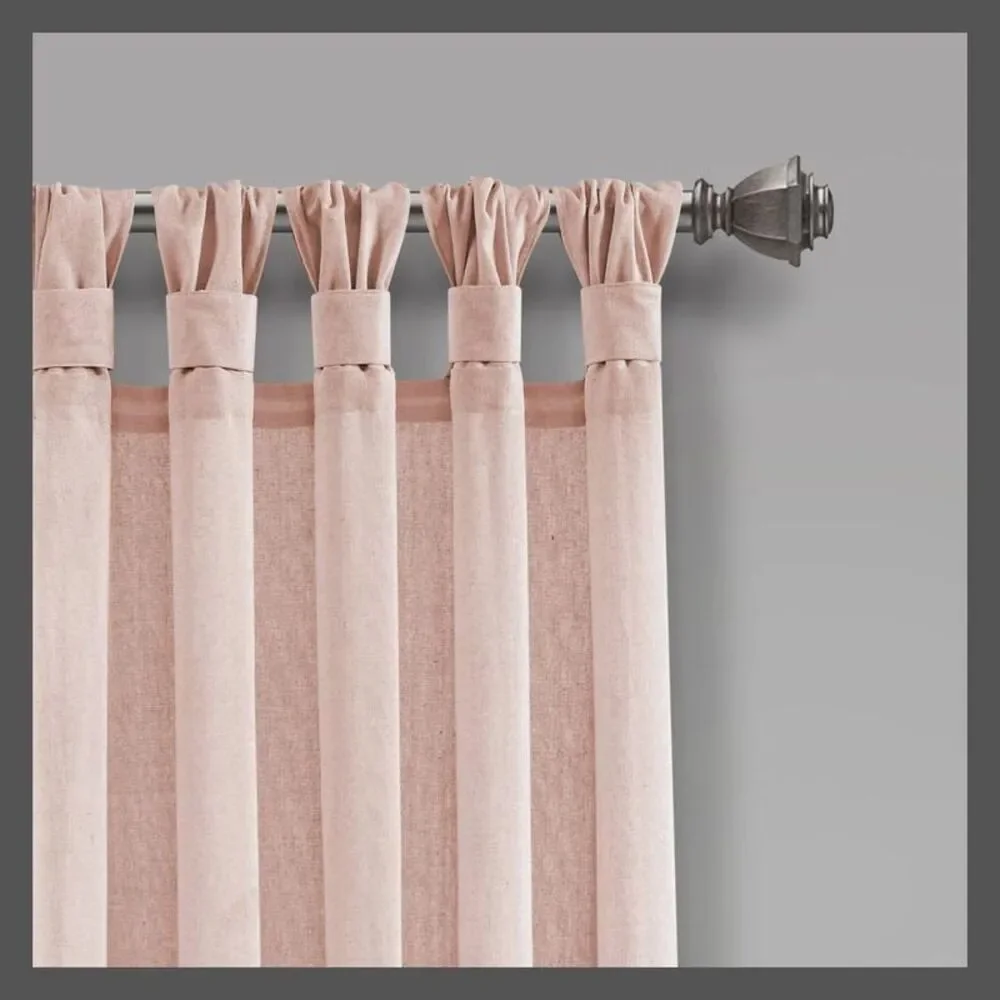 Lush Decor - Set of 2 (84"x45") Burlap Knotted Tab Top Light Fi Pink - Picture 2 of 4